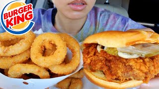 ASMR EATING BURGER KING SPICY ChKING CHICKEN SANDWICH RANCH CHEESE CAR MUKBANG Real Sound TWILIGHT [upl. by Barret]