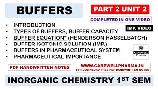 Buffers completed  Buffer Equation  Buffer Isotonic solutions  Part 2 Unit 2  pic 1st sem [upl. by Charin902]