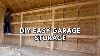 DIY GARAGE STORAGE  EASY DIY GARAGE SHELVES  Garage Makeover Part1 [upl. by Eissed]