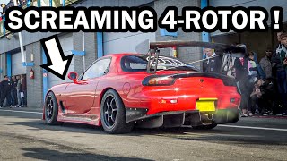 Amazing 4rotor Mazda FD RX7 26B 4rotor wankel sound LOUD [upl. by Shantha]