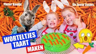 DIY ZELF WORTELTJES TAART MAKEN Special voor Pieter Konijn Film ♥DeZoeteZusjes♥ [upl. by Rey704]