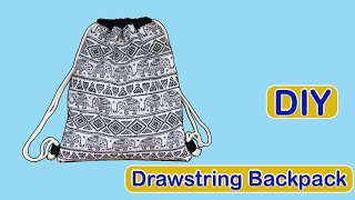 How To Make Backpack Drawstring Bag  Easy Sewing Tutorials – DIY Drawstring Backpack Bag – Handmade [upl. by Leviram]