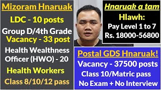 India Post GDS hnaruak 37500 posts  Mizoram LDC Hnaruak  10 post  Group D  33 Posts [upl. by Jaco]