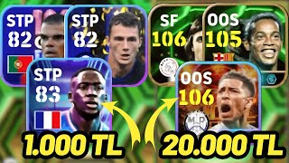 1000 TL VS 20000 TL KADRO  EFOOTBALL 2025 MOBİLE [upl. by Ayahc184]