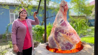 Whole Beef Leg Roasting in the Tandoor Giant Meat Cooking Secrets [upl. by Hartnett]