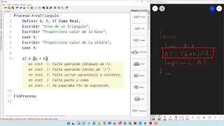 Pseudocódigo área de triángulo [upl. by Yeargain]