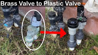 How to  Replace a Brass Valve to Rainbird Plastic Anti siphon Valve [upl. by Ynhoj640]