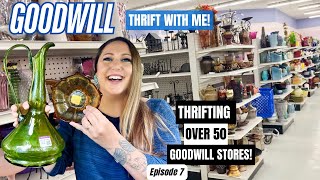 THE SHELVES WERE OVERFLOWING THRIFTING OVER 50 GOODWILL THRIFT STORES Thrift With Me Episode 7 [upl. by Idalina651]