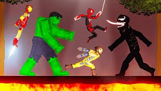 Super Heros vs Venom on Lava in People Playground [upl. by Eus849]