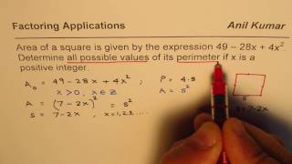 Find possible Perimeters of Square by Factoring Trinomial [upl. by Yornek]