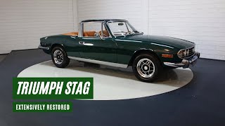 Triumph Stag  Restored  Overdrive  History known  1974 VIDEO wwwERclassicscom [upl. by Yehc613]