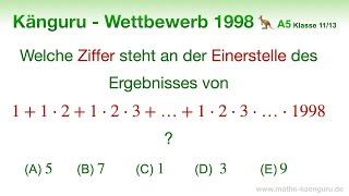 A5 🦘 Känguru 1998 🦘 Klasse 11 bis 13  Kannst du die Aufgabe ohne Hilfsmittel lösen [upl. by Etteb]