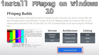 Step by Step Guide to install FFmpeg on Windows 10 [upl. by Etolas529]