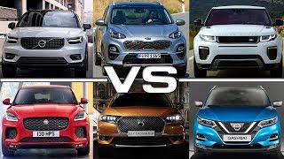 Volvo XC40 vs Kia Sportage vs Range Rover Evoque vs Jaguar EPace vs DS7 Crossback vs Nissan Qashqai [upl. by Cida]