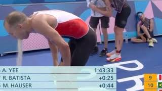 Tyler Mislawchuk vomited live in race in Paris Olympics [upl. by Ydniahs]