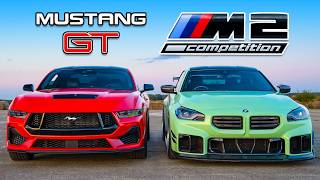 New Mustang V8 v BMW M2 DRAG RACE [upl. by Anavas]