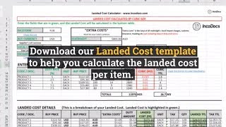 Calculate Landed Cost Excel Template for Import Export inc freight customs duty and taxes [upl. by Dieter]