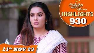 Anbe Vaa Serial  EP 930 Highlights  11th Nov 2023  Virat  Delna Davis  Saregama TV Shows Tamil [upl. by Benjy]