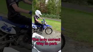 Only correct way to park dirtbike motocross motocrosslifestyle cover funny comment [upl. by Laumas]