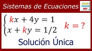 VALOR DE UNA CONSTANTE PARA SISTEMA DE ECUACIONES 2×2 CON SOLUCIÓN ÚNICA [upl. by Desai459]