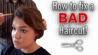 How to Fix a Bad Haircut  Fixing Bad Short Haircut  Morrocco Method [upl. by Armilda]