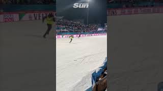 Just Stop Oil disrupts ski jumping event as security faceplants into snow [upl. by Inahpit]