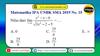 UNBK SMA 2019 Pembahasan Matematika IPA No 15  Limit Fungsi  Latihan UNBK 2020 [upl. by Ahsien697]