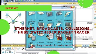 Ethernet Broadcasts Collisions Hubs Switches in Packet Tracer Urdu Hindi 2020 Techinfo academy [upl. by Ahsemat]