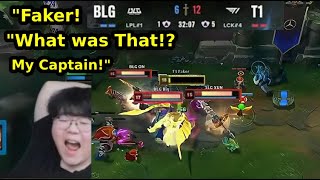 T1 Wolf Reaction  FAKER Destroying BLG at Deciding Game 5 Final [upl. by Akcirret348]