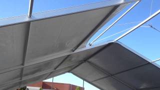 Clearspan tent top installed with a power pulley [upl. by Warden]