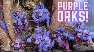 PURPLE ORKS  Painting some krumpin kitbashed kommandos for Warhammer 40K [upl. by Enovad]