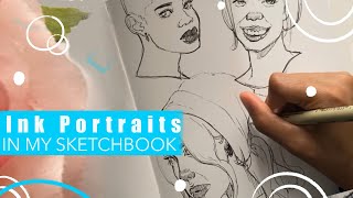 Drawing Ink Style Portraits in my Sketchbook  Timelapse [upl. by Lisk]