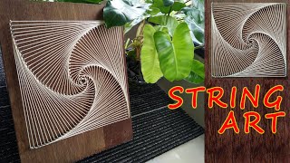 String Art  Spiral Square  Basic String Art design  DIY string art step by step Tutorial [upl. by Nandor]