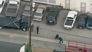 Suspect in LA police pursuit runs hides under car [upl. by Sedaiuqlem]