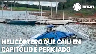 Técnicos do CENIPA iniciam perícia em helicóptero que caiu em Capitólio [upl. by Oregolac]