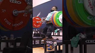 Bozhidar Andreev 🇧🇬 205kg  452lbs Block Clean w Straps blockclean weightlifting slowmotion [upl. by Madson608]