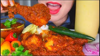 ASMR SPICY CHICKEN CURRY TARI WALA  RICE  CHILLIES  ONION  MANGO LASSI  KARI AYAM 咖喱鸡咀嚼音 먹방 [upl. by Naul938]