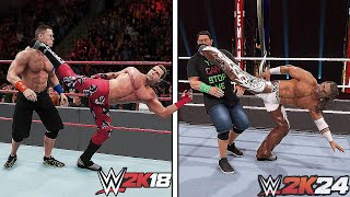 WWE 2K18 Vs WWE 2K24  Finishers Comparison Which is Better [upl. by Ardnnaed]