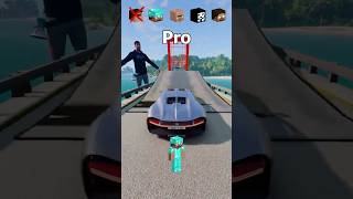 NOOB vs PRO vs VILLAGER vs HACKER vs HEROBRINE Car Jump Challenge 😂 🚗 shorts beamngdrive [upl. by Waugh]