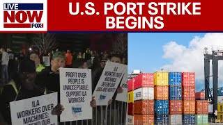 Dockworkers launch strike at US ports could cost billions  LiveNOW from FOX [upl. by Llednohs]