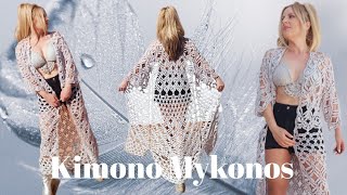 Kimono Mykonos 🤍 No creerás lo fácil que se teje  rápido y sin costuras [upl. by Griggs84]