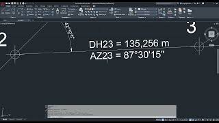 Desenho de poligonal no AutoCAD usando coordenadas polares relativas  DH Ângulo DeflexãoAzimute [upl. by Emiatej]