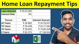 Home Loan Repayment Tips with Calculation  Prepayment Calculator in Excel [upl. by Perce]