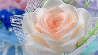 DIY Satin Ribbon flowers  How to make ribbon rose  Ribbon decoration ideas [upl. by Powers]