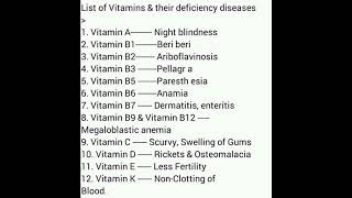 vitamins and deficiency diseasesssc upsc study [upl. by Merl]