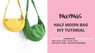 DIY Tutorial Half Moon Bag diy tutorial tote bag etsy sewing [upl. by Glenda]