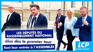 Les députés du Rassemblement national élus dès le premier tour font leur entrée à lAssemblée [upl. by Avirt]