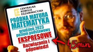 MATURA PRÓBNA 2023 z MATEMATYKI CKE grudzień poziom podstawowy 💥Ekspresowe ROZWIĄZANIA i ODPOWIEDZI [upl. by Tacy273]