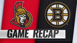 Bergeron’s fourth hatty powers Bruins past Senators [upl. by Amisoc314]