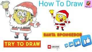 How to Draw Christmas SpongebobSpongebob drawStep by step [upl. by Joellyn219]